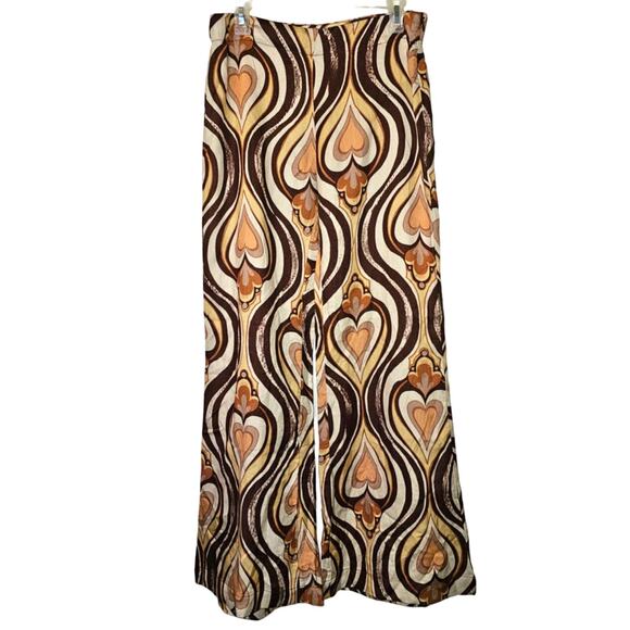 New Free People One Way Out Retro Printed Flare Pants Size 4 Boho Chic - Picture 4 of 6